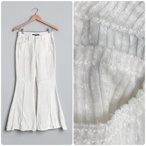 Coût De La Liberté Fuzzy Viscose Corduroy Flare Pants Sz 24 Cream Bell Bottoms